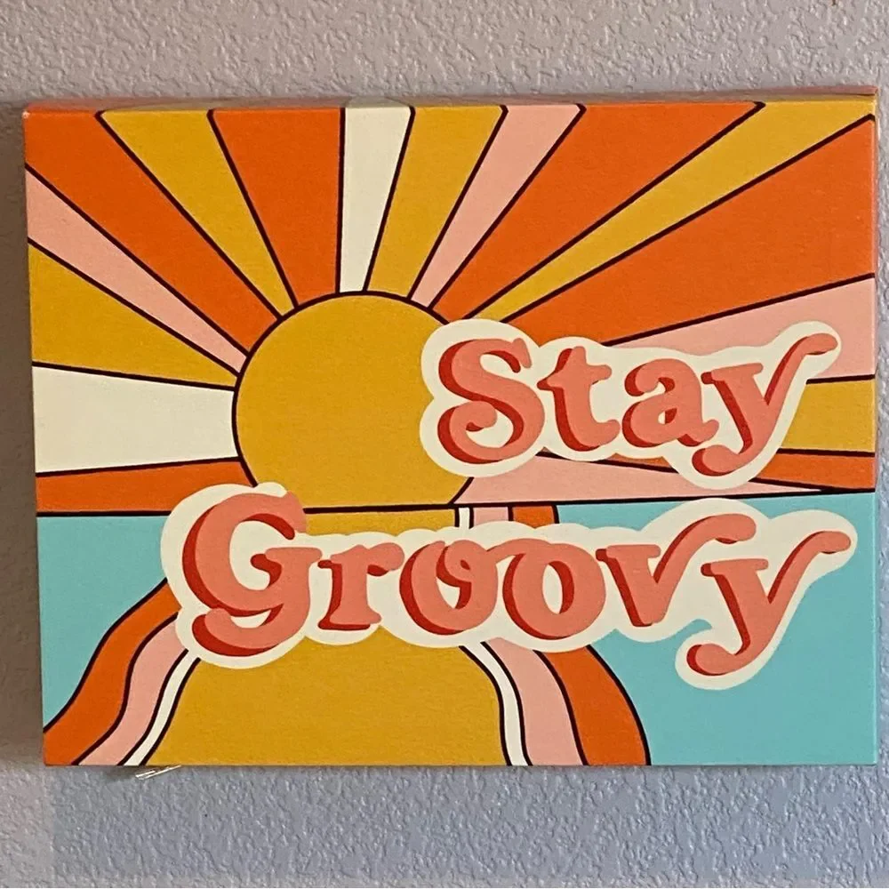 Stay Groovy Retro 70s Inspired Sun Ray Wrapped Canvas Wall Hanging Decor